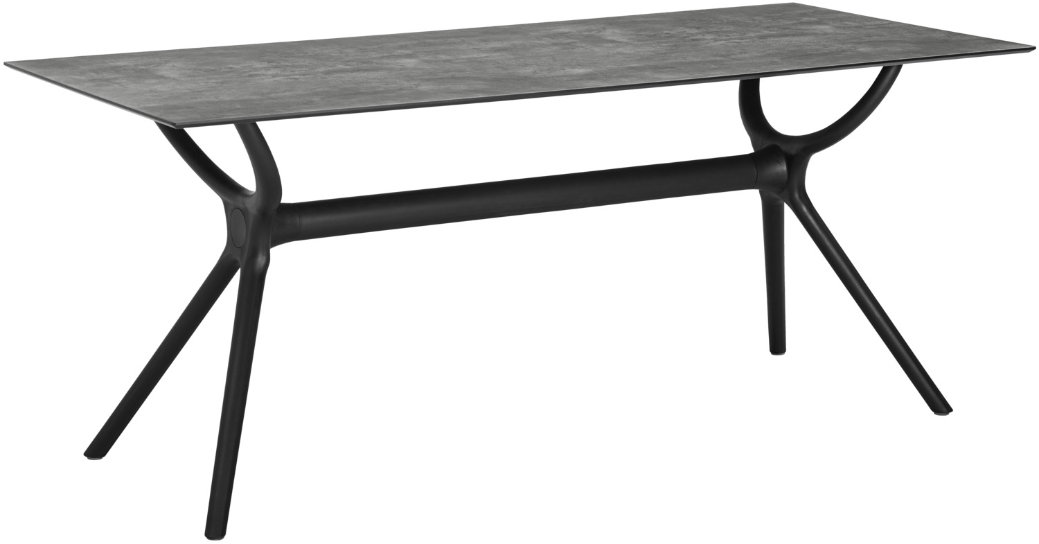 VEGA LUSINI Solutions GmbH Outdoor table Faro Outdoor Tisch Faro Outdoor table Faro; 180x80x74 cm (LxWxH); Table top concrete, base black; rectangular Outdoor Tisch Faro; 180x80x74 cm (LxBxH); Platte beton, Gestell schwarz; rechteckig Outdoor table made of robust HPL table top in combination with table frame in high quality polypropylene with metal reinforced feet. Absolutely weatherproof and easy to clean. Suitable for outdoor use. Table top thickness 1.3 cm. Delivery is disassembled, including mounting hardware. Fixing material is included with the table top. Outdoortisch aus robuster HPL-Tischplatte in Kombination mit Tischgestell in hochwertigen Polypropylen mit metallverstärkten Füßen. Absolut witterungsbeständig und pflegeleicht. Für den Außenbereich geeignet. Tischplattenstärke 1,3 cm. Lieferung erfolgt zerlegt, inklusive Befestigungsmaterial. Befestigungsmaterial liegt dem Tischgestell bei.