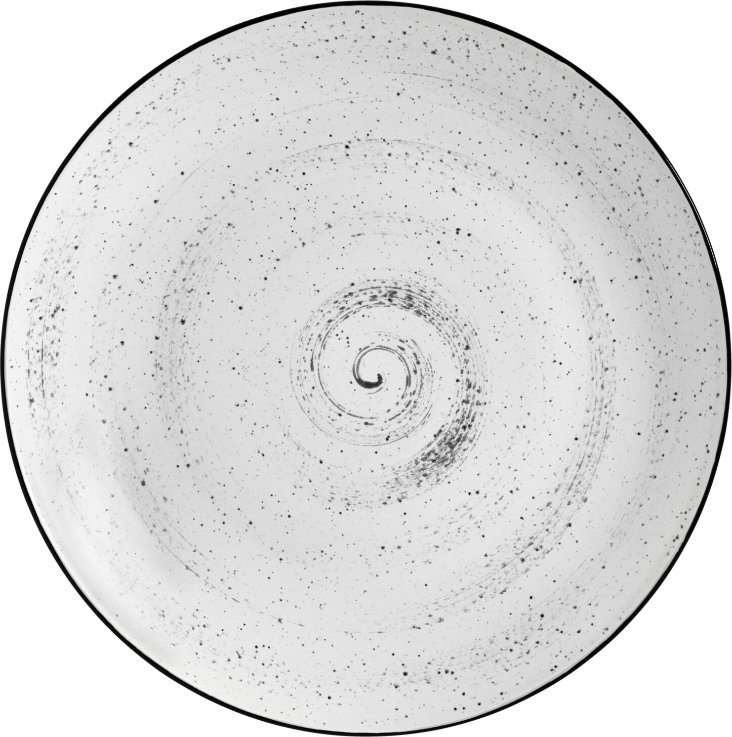 VEGA LUSINI Solutions GmbH Plate Fungio flat Teller Fungio flach Plate Fungio flat; 24 cm (Ø); white/black; round; 6 piece / pack Teller Fungio flach; 24 cm (Ø); weiß/schwarz; rund; 6 Stück / Pack Porcelain flat plate in the current vintage look. White with decorative black rim and small irregular speckles. Without flag. Dishwasher safe and microwaveable. Flacher Teller aus Porzellan im aktuellen Vintage-Look. Weiß mit dekorativem schwarzem Rand und kleinen unregelmäßigen Sprenkeln. Ohne Fahne. Spülmaschinenfest und mikrowellengeeignet.
