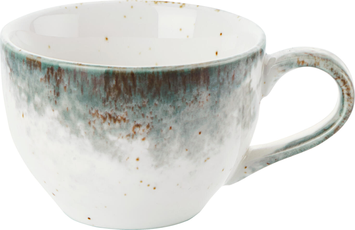 Cesti de espresso VEGA Purior, 100ml din Porcelana, Pictate Manual, Compatibile cu Masina de Spalat Vase si Cuptorul cu Microunde, Alb/Teal