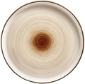 Farfurie Rasa din Porcelana VEGA Limaro, 25 cm Rotunda Maro, Design cu Spirala in Centru, Margine Ridata, Compatibila cu Masina de Spalat Vase si Cuptor cu Microunde