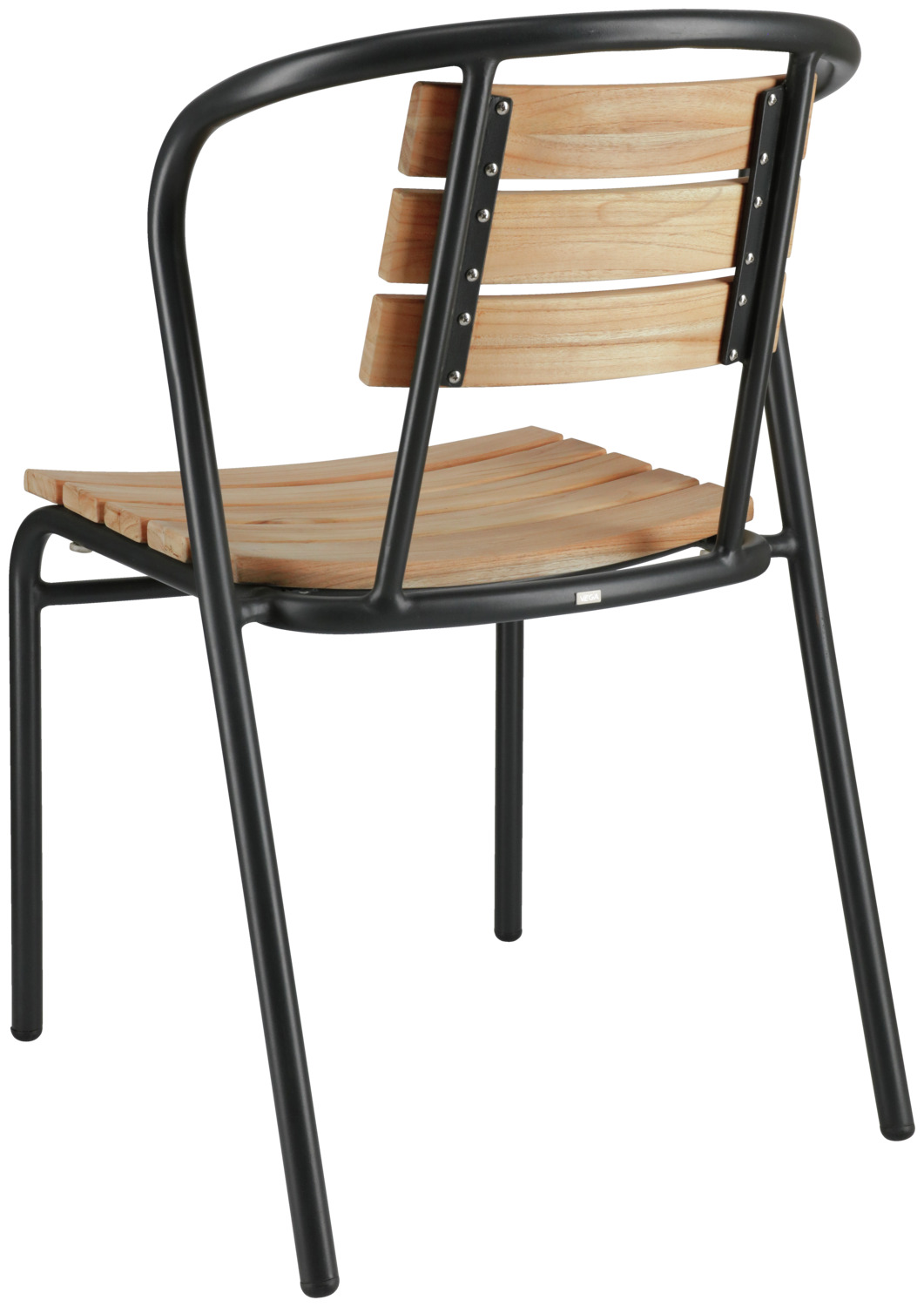 VEGA LUSINI Zoli Outdoor Teak Chair, Black Base, Aluminium Frame, Untreated Teak Slats, Stackable, Weatherproof and UV-resistant, 51x50x82 cm