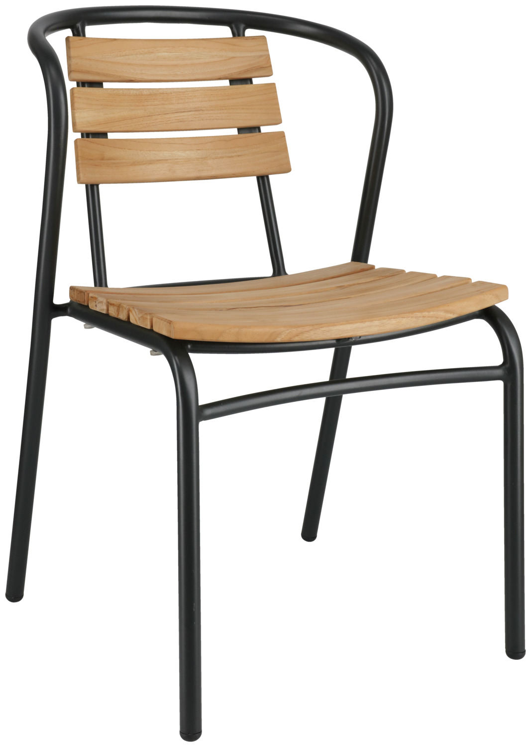 VEGA LUSINI Solutions GmbH Outdoor teak chair Zolia Outdoor-Teakstuhl Zolia Outdoor teak chair Zolia; 51x50x82 cm (WxDxH); seat brown, base black; 2 piece / pack Outdoor-Teakstuhl Zolia; 51x50x82 cm (BxTxH); Sitz braun, Gestell schwarz; 2 Stück / Pack This high-quality outdoor chair for the hospitality industry combines a robust aluminium frame with elegant teak slats on the seat and backrest. An ideal choice for restaurants, cafés, hotels and bars that want to furnish their terraces and outdoor areas with style and durability. Thanks to the high-quality materials, the chair is weatherproof, UV-resistant and suitable for both indoor and outdoor use. Thanks to the plastic glides, the chair can be moved quietly and is also gentle on sensitive floor surfaces. The chair is delivered assembled so that it is ready for immediate use - ideal for the fast-paced everyday catering business. Perfect for combining with our matching catering tables, which you can order at the same time. **Teak care instructions - ideal for professional outdoor use** Our teak slats are made from high-quality, untreated teak, which retains its natural quality even when exposed to frequent weathering - ideal for patios and outdoor areas with heavy use. We recommend allowing the furniture to weather naturally, which will create the characteristic, elegant silver-grey teak patina over time. All you need for regular cleaning is warm water and a soft brush - simple, hygienic and ideal for everyday catering use. If you want to preserve the warm, original wood colour, you can treat the teak once or twice a year with special teak oil (clean thoroughly beforehand). * Robust outdoor catering chair made of aluminium & teak * Weatherproof & UV-resistant - ideal for terraces, beer gardens & outdoor lounges * Teak slats for a natural look & long-lasting quality * With plastic glides - floor-friendly & low-noise * Delivered assembled - ready for immediate use * Order matching Zolia tables directly * Easy to clean & ideal for professional use Stylish, durable and suitable for catering - the perfect patio chair for demanding outdoor areas. Dieser hochwertige Outdoorstuhl für die Gastronomie kombiniert ein robustes Aluminiumgestell mit eleganten Teakholzlatten an Sitz- und Rückenfläche. Eine ideale Wahl für Restaurants, Cafés, Hotels und Bars, die ihre Terrassen und Außenbereiche stilvoll und langlebig ausstatten möchten. Durch die hochwertigen Materialien ist der Stuhl wetterfest, UV-beständig und sowohl für den Außen- als auch Innenbereich geeignet. Dank der Kunststoffgleiter lässt sich der Stuhl geräuscharm verschieben und schont gleichzeitig empfindliche Bodenflächen. Die Lieferung erfolgt montiert, sodass der Stuhl direkt einsatzbereit ist – ideal für den schnellen Gastroalltag. Perfekt kombinierbar mit unseren passenden Gastro-Tischen, die Sie direkt mitbestellen können. **Pflegehinweis für Teakholz – ideal für den professionellen Outdoor-Einsatz** Unsere Teakholzlatten bestehen aus hochwertigem, unbehandeltem Teak, das auch bei häufigen Witterungseinflüssen seine natürliche Qualität behält – ideal für Terrassen und Außenbereiche mit hoher Nutzung. Wir empfehlen, die Möbel natürlich verwittern zu lassen, wodurch mit der Zeit die charakteristische, edle silbergraue Teak-Patina entsteht. Zur regelmäßigen Reinigung genügen warmes Wasser und eine weiche Bürste – einfach, hygienisch und optimal für den Gastroalltag. Wer die warme, ursprüngliche Holzfarbe erhalten möchte, kann das Teakholz ein- bis zweimal jährlich mit speziellem Teaköl behandeln (vorher gründlich reinigen). Outdoor-Stuhl Zolia auf einen Blick: * robuster Gastro-Outdoorstuhl aus Aluminium & Teakholz * wetterfest & UV-beständig – ideal für Terrassen, Biergärten & Outdoor-Lounges * Teaklatten für natürliche Optik & langlebige Qualität * mit Kunststoffgleitern – bodenschonend & geräuscharm * Stapelbar - bis zu 5 Stück * Stapelschutz aus Kunststoff verhindert Kratzer * Lieferung erfolgt montiert – sofort einsetzbar * passende Tische Zolia direkt mitbestellen Der Teakholzstuhl ist FSC™-zertifiziert. LUSINI ist davon überzeugt, dass Wälder für unsere Zukunft unverzichtbar sind. Deshalb setzen wir uns für FSC™-zertifizierte Produkte ein (FSC™ N003150). So können wir Ihnen helfen, bessere Kaufentscheidungen zum Wohle unserer Wälder zu treffen. www.fsc.org