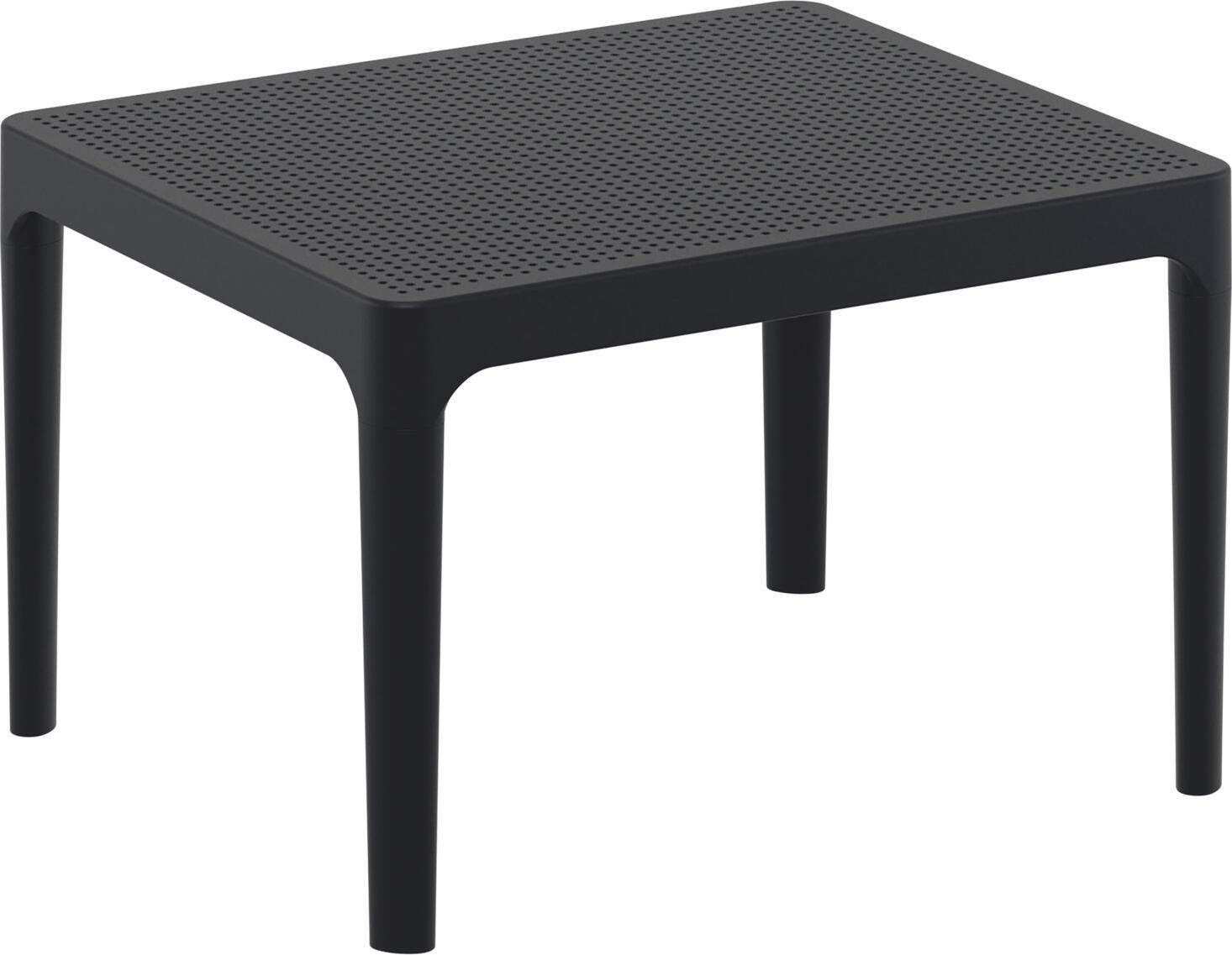 Siesta ISILPLAST PLASTIK SAN.VE TIC.A.S. Side table Sky Beistelltisch Sky Side table Sky; 60x50x40 cm (LxWxH); black; rectangular Beistelltisch Sky; 60x50x40 cm (LxBxH); schwarz; rechteckig Side table Sky consists of a metal frame and a plastic table top. Suitable for outdoor use. The feet are simply screwed on. Mounting hardware is included. Der Tisch Sky von Siesta überzeugt mit seinem modernen Design und einer robusten Kunststoff-Konstruktion. Er ist ideal für den Einsatz im Außenbereich geeignet.