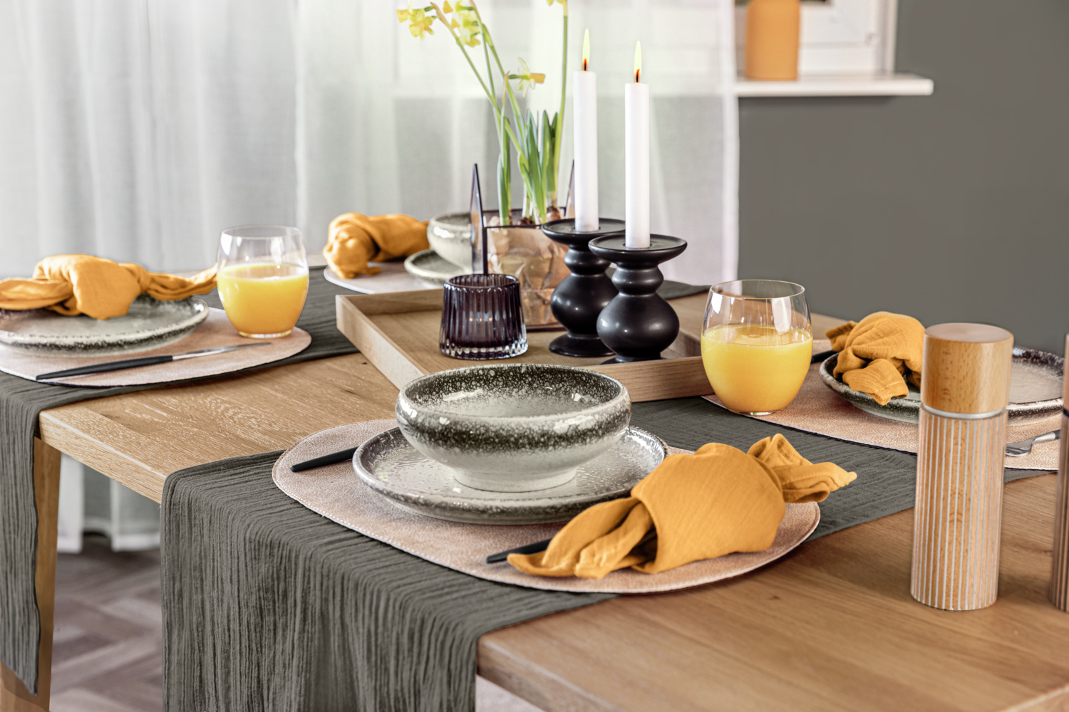 VEGA Nagoya Porcelain Bowl, 600ml, 17cm Diameter, White/Grey Ceramic Look, Dishwasher and Microwave Safe, Unique Design
