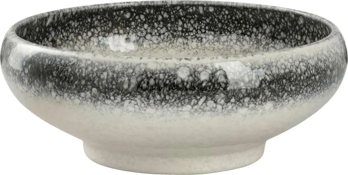 VEGA Nagoya Porcelain Bowl, 600ml, 17cm Diameter, White/Grey Ceramic Look, Dishwasher and Microwave Safe, Unique Design