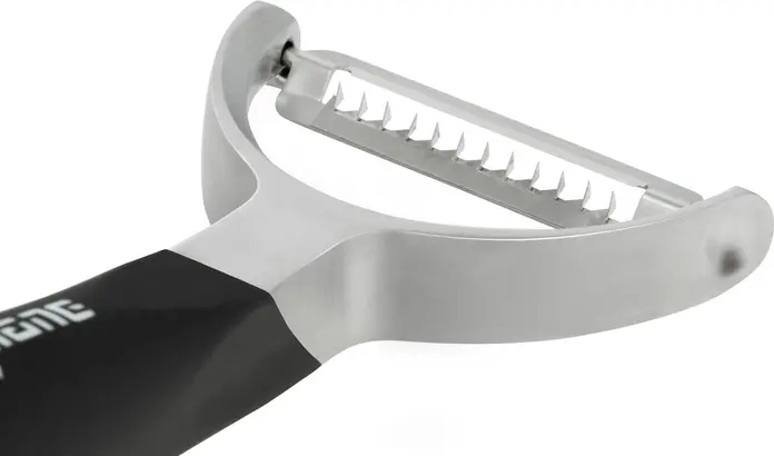 Microplane Professional Y Peeler, Julienne Stainless Steel Double Blade, Ergonomic Non-Slip Soft-Touch Handle, Y-Shaped Vegetable Peeler, 16.4 x 7.5 x 2.5 cm