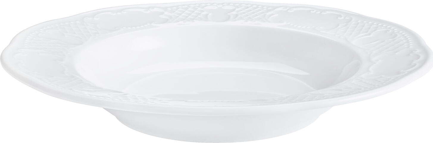 VEGA Minuett Deep Plate, White Porcelain, Embossed Relief Decoration, 22.5 cm Diameter, 230 ml Capacity, Professional Catering Grade