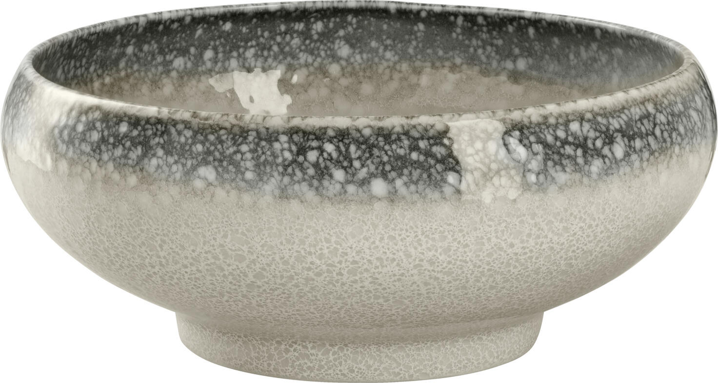 VEGA Nagoya Porcelain Bowl, Ceramic Look, 1600 ml, 21.5 cm Diameter, White/Grey, Dishwasher and Microwave Safe