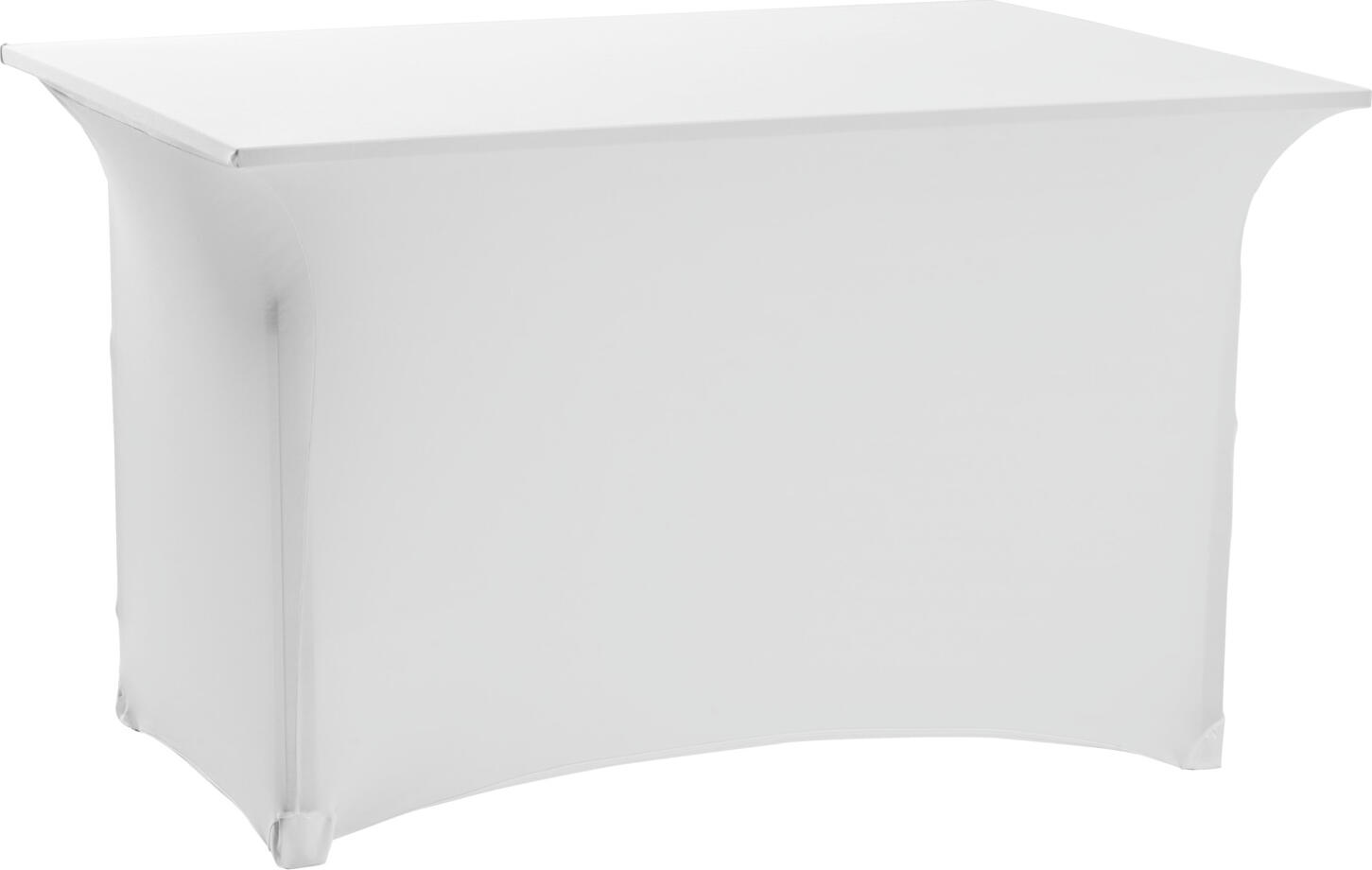 ERWIN M. LUSINI Solutions GmbH Banquet table cover Grace without a recess Tischhusse Bankett Grace ohne Aussparung Banquet table cover Grace without a recess; 74x120x74 cm (WxLxH); white; rectangular Tischhusse Bankett Grace ohne Aussparung; 74x120x74 cm (BxLxH); weiß; rechteckig 92% polyester. 8% spandex. Weight approx. 230 g/m². High quality banquet table stretch cover without recess for angular banquet tables. Fits perfectly to the table. With reinforced foot caps. Quick drying, durable. 92 % Polyester. 8 % Elasthan. Gewicht ca. 230 g/m². Hochwertige Banketttisch-Stretchhusse ohne Aussparung für eckige Banketttische. Passt sich optimal dem Tisch an. Mit verstärkten Fußkappen. Schnelltrocknend, Strapazierfähig.