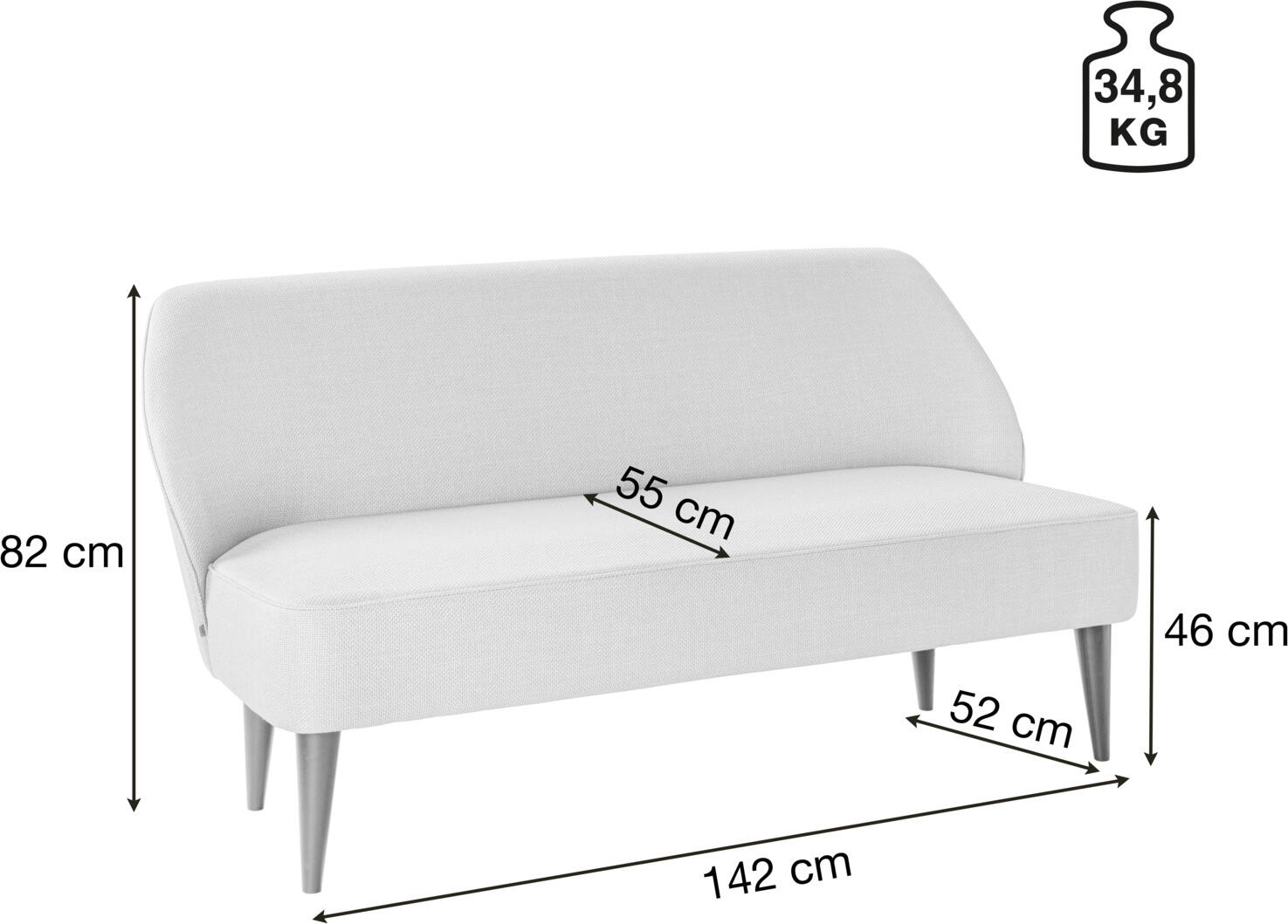 VEGA Lasse 3-Seater Sofa, Beige Polyester Fabric, 155x60x82 cm, No-Sag Suspension, Fire-Retardant BS 5852, Without Armrests, Indoor Use