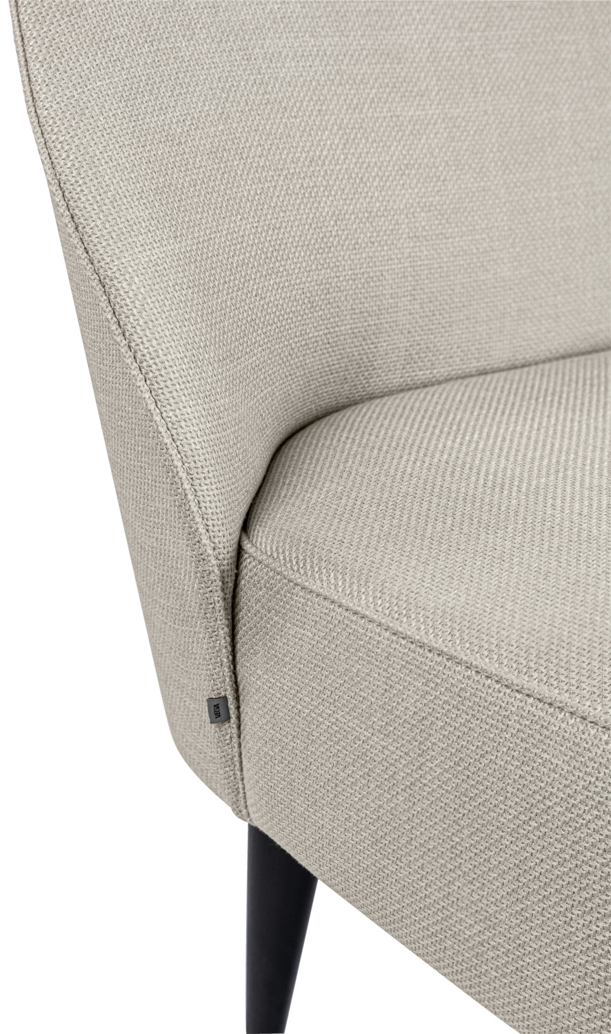VEGA Lasse 3-Seater Sofa, Beige Polyester Fabric, 155x60x82 cm, No-Sag Suspension, Fire-Retardant BS 5852, Without Armrests, Indoor Use