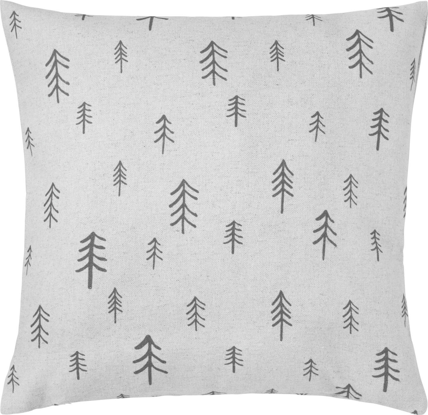 ERWIN M. LUSINI Solutions GmbH Brixen Cushion Cover, 50x50 cm, Cotton Linen Blend, Double-Sided Fir Tree Pattern, Zip Closure, Light-Grey/Dark-Grey
