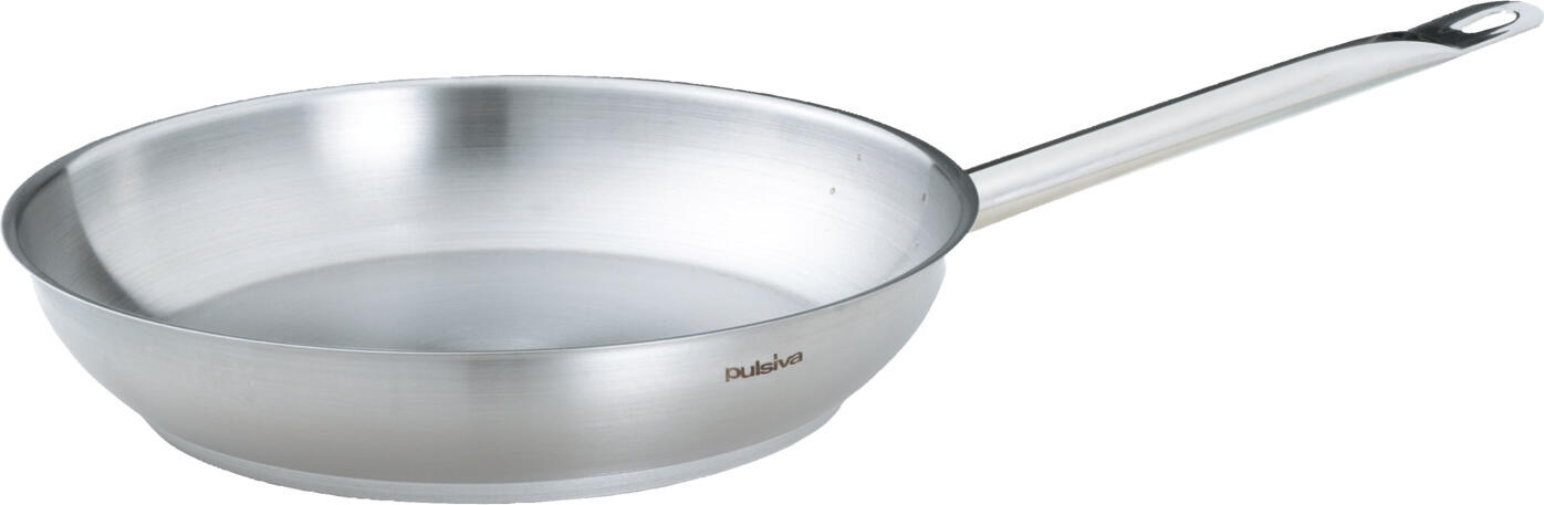 Pulsiva Profession Frying Pan, 28 cm, 2.9 L, 18/10 Chrome-Nickel Stainless Steel, Sandwich Base with 6mm Aluminum Core, Induction Compatible, Silver