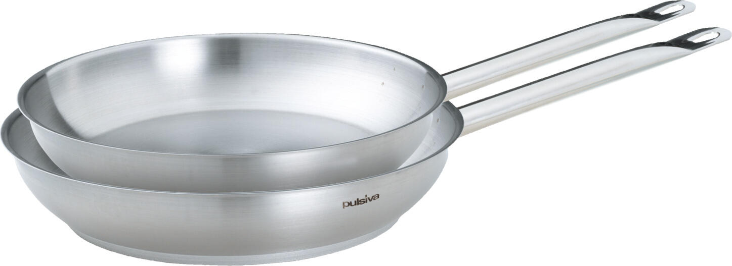 Pulsiva Profession Frying Pan, 28 cm, 2.9 L, 18/10 Chrome-Nickel Stainless Steel, Sandwich Base with 6mm Aluminum Core, Induction Compatible, Silver