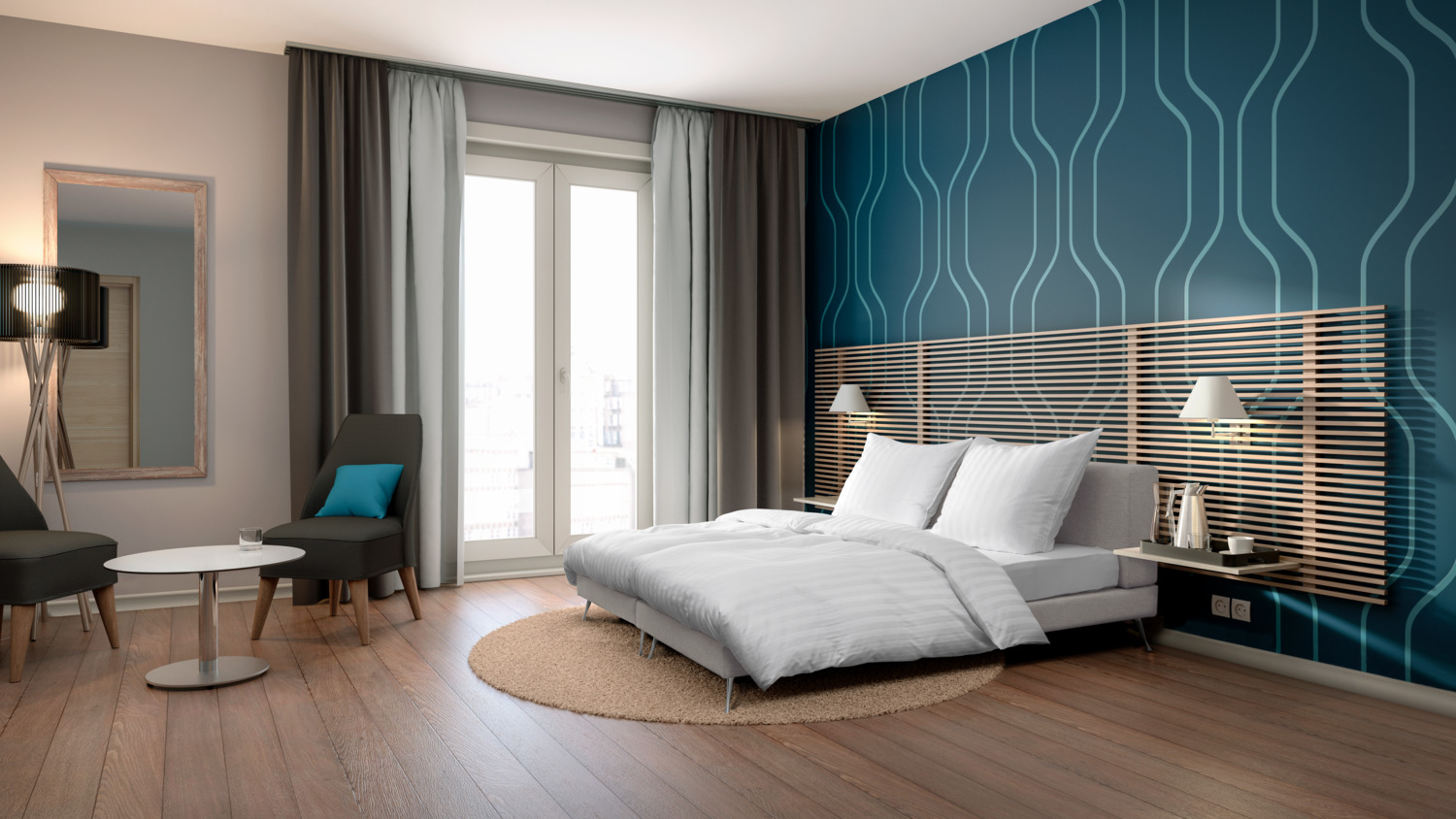 ERWIN M. LUSINI Meran Bed Linen Fabric, 100% Mercerized Combed Cotton Damask, 280 cm Width, Ribbon Stripes, Washable at 95°C, Hotel Quality Yardware