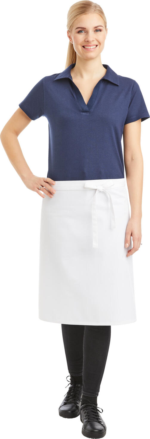 PULSIVA Benjamin Waist Apron, 60 x 80 cm, White, 65% Polyester 35% Cotton, 195 g/m², Washable up to 95°C, Durable Fabric Straps, Art. i 30124791