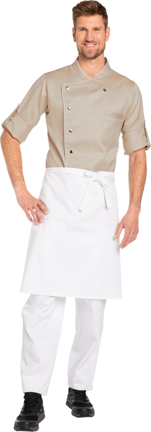 PULSIVA Benjamin Waist Apron, 60 x 80 cm, White, 65% Polyester 35% Cotton, 195 g/m², Washable up to 95°C, Durable Fabric Straps, Art. i 30124791