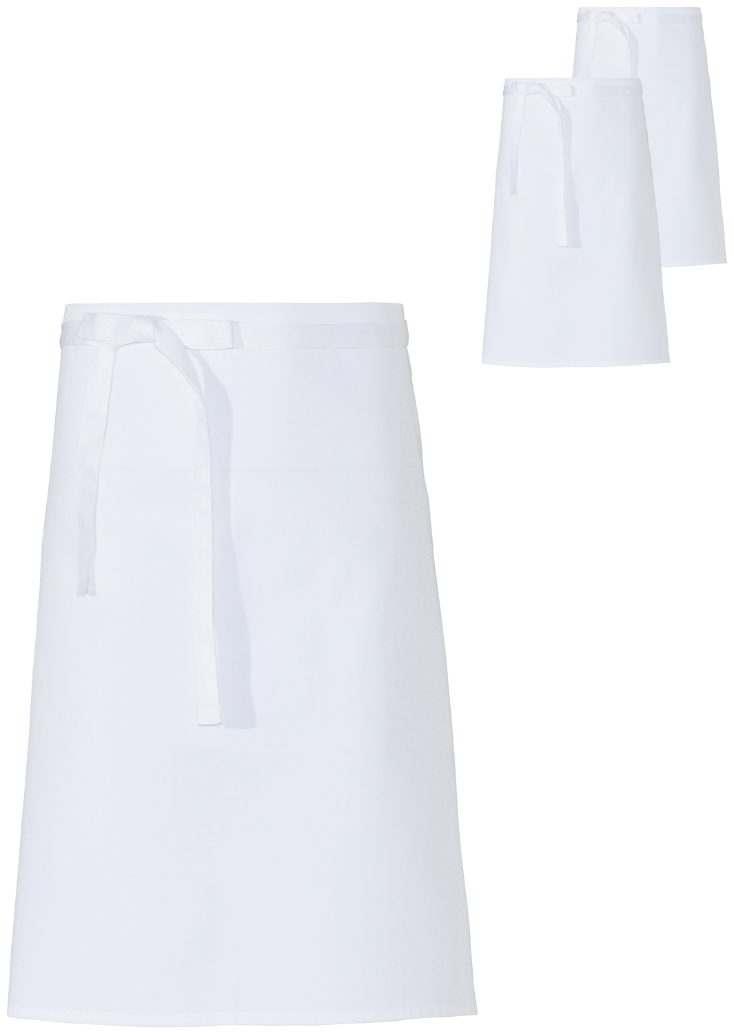 PULSIVA Benjamin Waist Apron, 60 x 80 cm, White, 65% Polyester 35% Cotton, 195 g/m², Washable up to 95°C, Durable Fabric Straps, Art. i 30124791