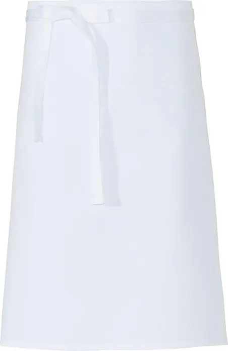 PULSIVA Benjamin Waist Apron, 60 x 80 cm, White, 65% Polyester 35% Cotton, 195 g/m², Washable up to 95°C, Durable Fabric Straps, Art. i 30124791
