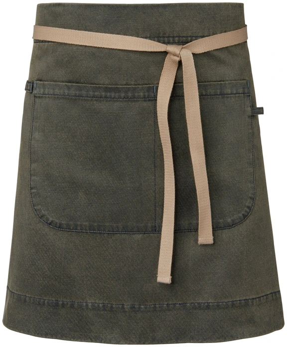 JOBELINE Ben Waist Apron, 50x80 cm, Dark-Brown, 64% Cotton 36% Polyester, PU Coating, Tablet Pocket, Tea Towel and Pen Loops