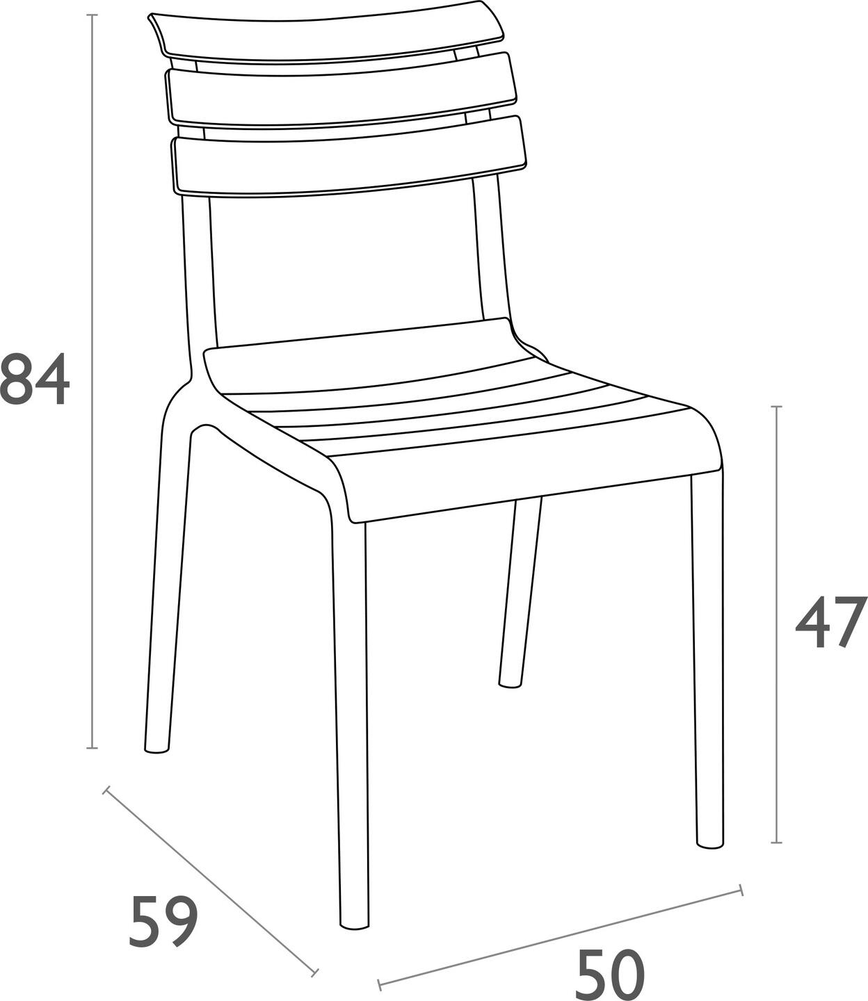 Siesta Helen Outdoor Garden Chair without Armrests, Olive, Fiberglass-reinforced Recyclable Polypropylene, Stackable, 50x59x84 cm