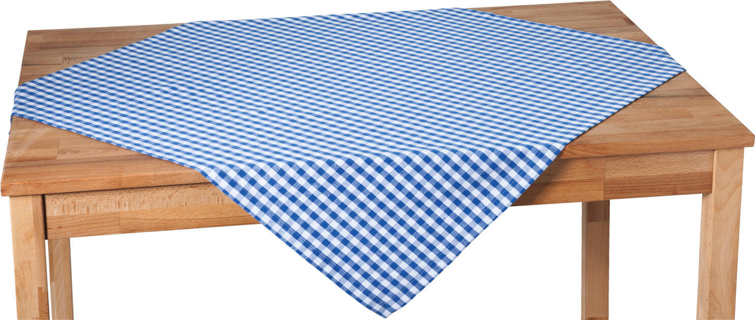 PULSIVA Don Square Tablecloth and Centre Cloth, 80 x 80 cm, Blue White Chequered, Recycled Cotton Polyester Blend, OEKO-TEX Certified, Pack of 5