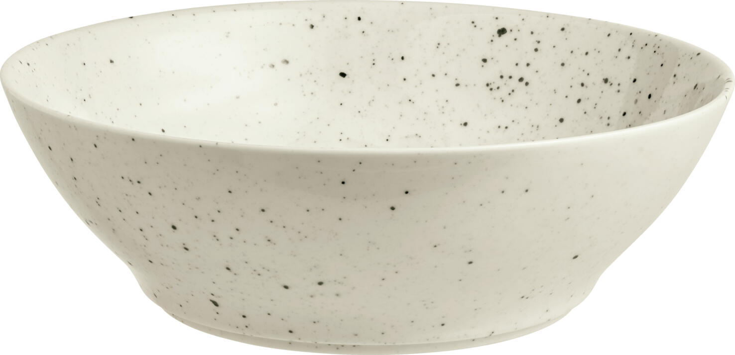 VEGA Alessia Round Porcelain Bowl, 1300ml, 21cm Diameter, Beige with Irregular Speckles, Microwave and Dishwasher Safe, Modern Classic Style