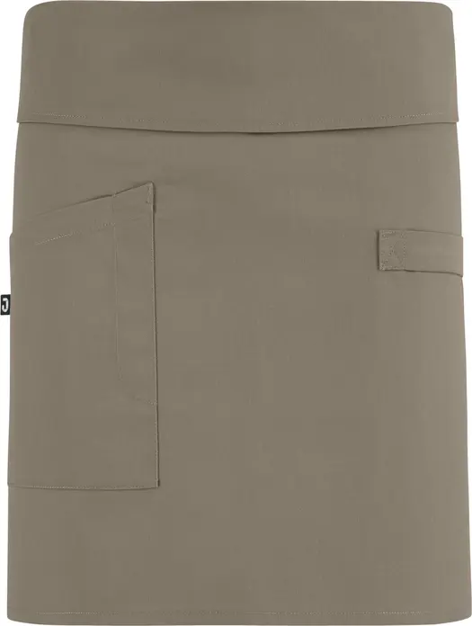 Jobeline Belt Apron Half Apron 45x80 cm Polyester Cotton Color: Taupe with Side Pocket Pen Holder and Tea Towel Loop OEKO-TEX Standard 100