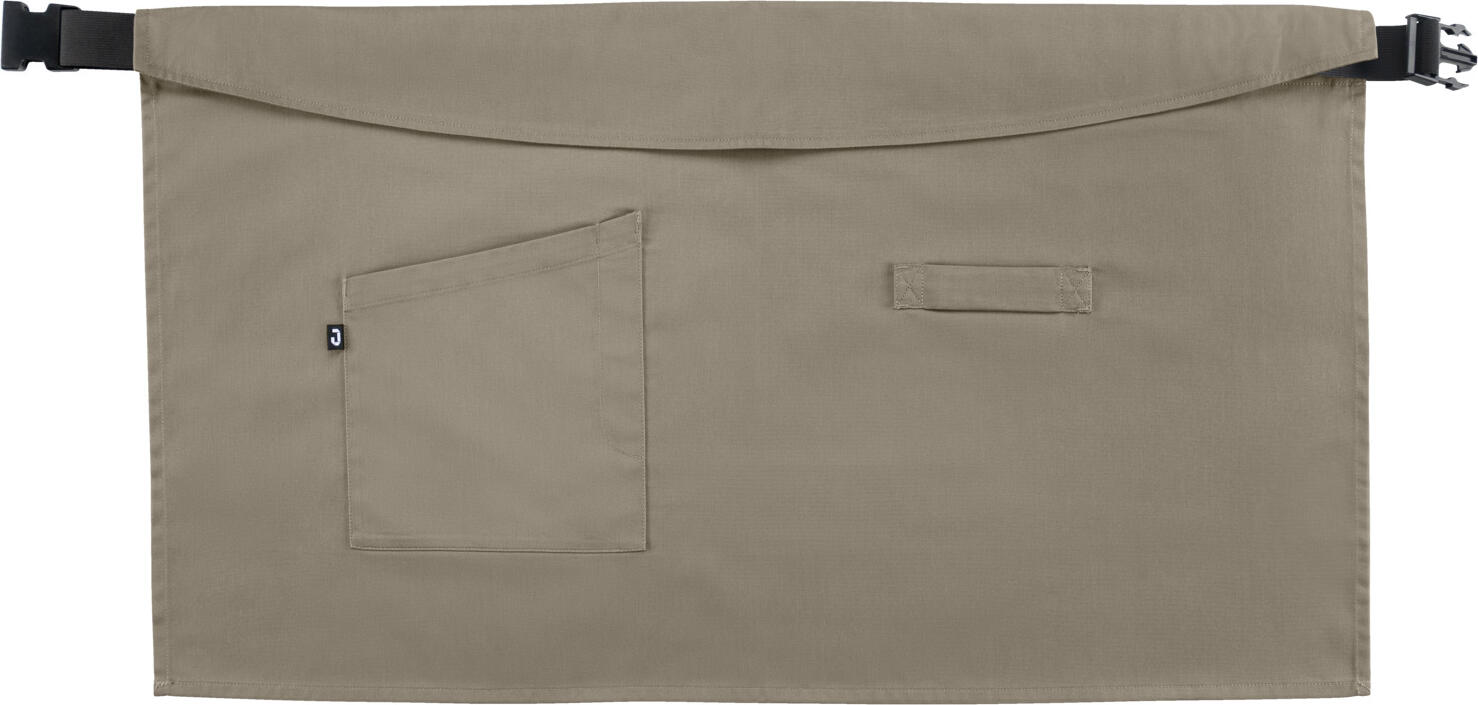 Jobeline Belt Apron Half Apron 45x80 cm Polyester Cotton Color: Taupe with Side Pocket Pen Holder and Tea Towel Loop OEKO-TEX Standard 100
