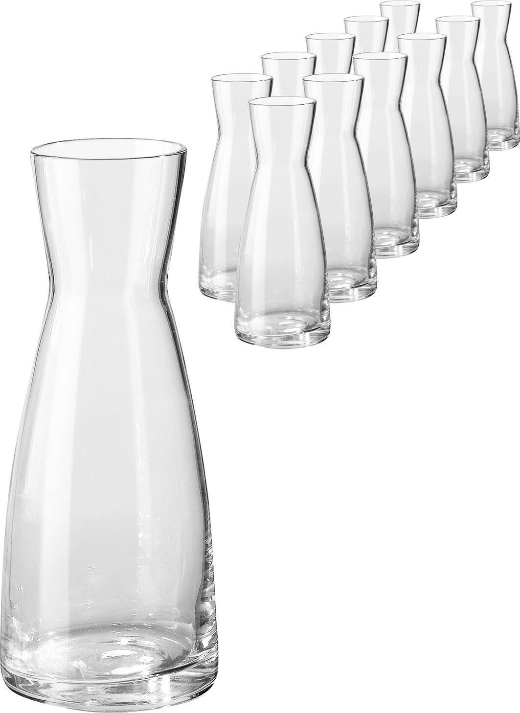Bormioli Rocco Ypsilon Glass Carafe, 0.3 L, Transparent Round Tapered Hourglass Design, 16.5 cm Height, 4.7 cm Diameter, Dishwasher Safe Water and Beverage Pitcher