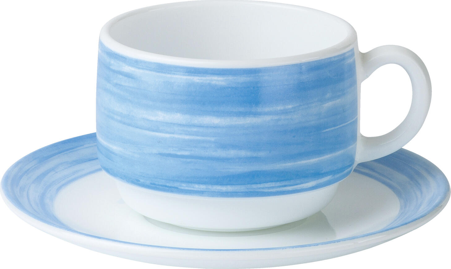 Arcoroc Brush Coffee Cup, Blue, 190 ml, Tempered Opal Glass, Stackable, Microwave and Dishwasher Safe, 7.7 cm x 5.8 cm