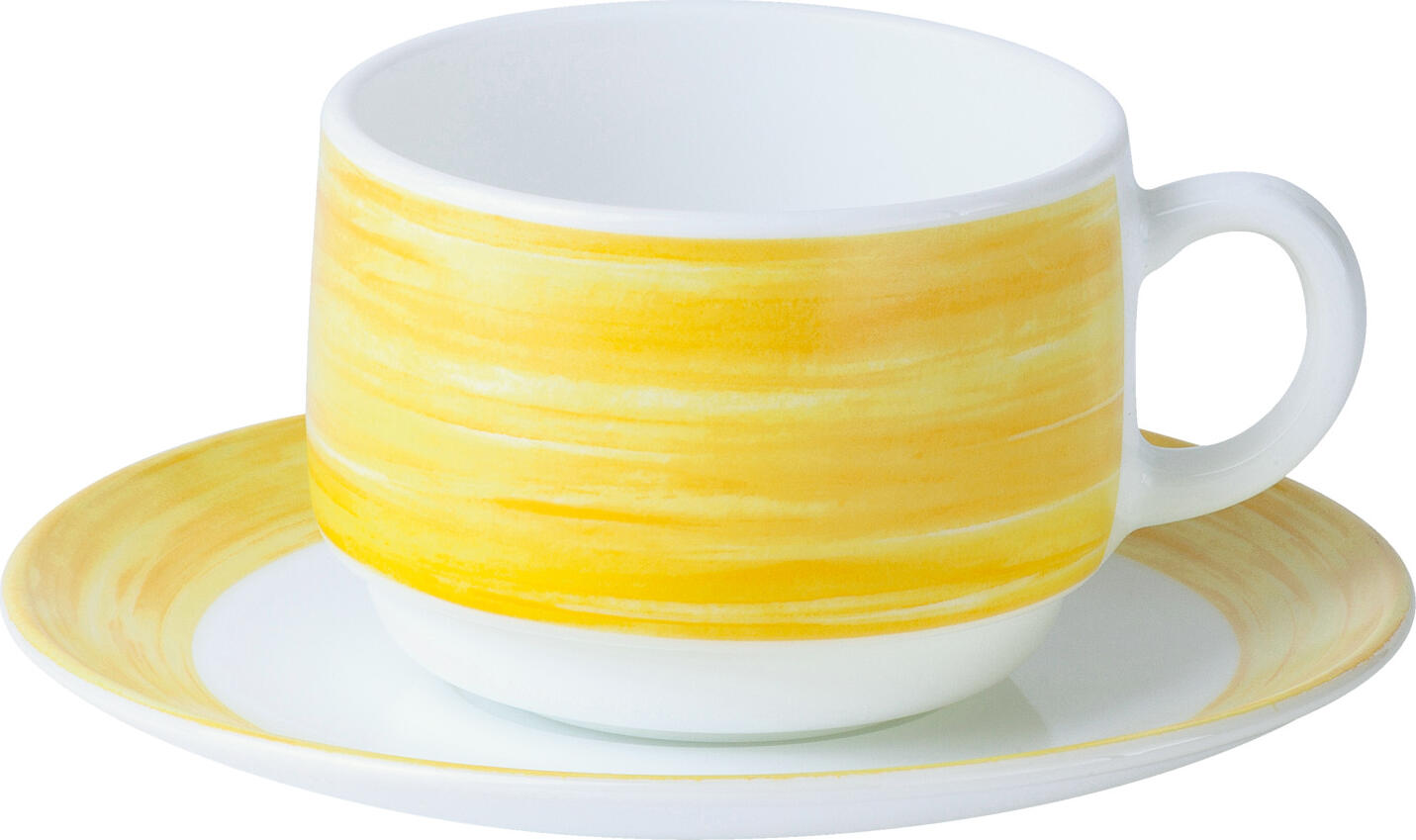 Arcoroc Brush Coffee Cup, Yellow, 190 ml, Tempered Opal Glass, Stackable, Microwave and Dishwasher Safe, 7.7 cm x 5.8 cm