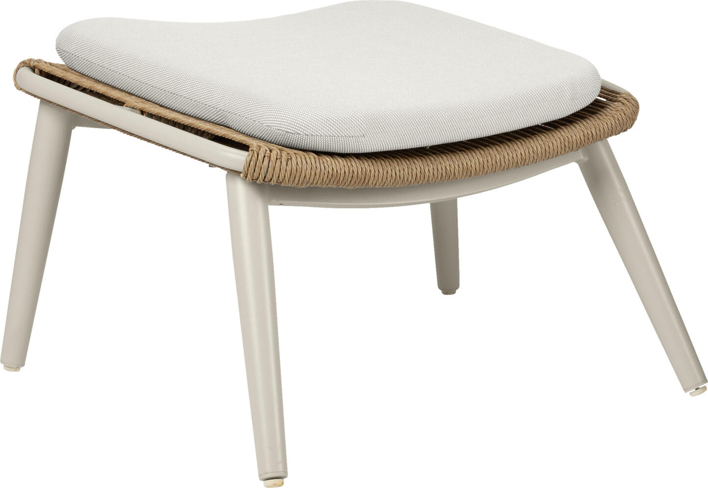 VEGA LUSINI Solutions GmbH Footstool Ondaro Fußhocker Ondaro Footstool Ondaro; 76x64x42 cm (WxDxH); seat beige, base beige Fußhocker Ondaro; 76x64x42 cm (BxTxH); Sitz beige, Gestell beige Complete your lounge experience with our comfortable footstool, perfectly matched to the Rope Lounge armchair. The sturdy aluminum frame ensures stability, while the soft, quick-drying upholstery provides additional comfort. The cushions are removable and washable at 30°C, so you can keep your outdoor area looking neat and tidy (100% polyester). Ideal for the wellness area, terrace or in the lobby - treat yourself to extra comfort for relaxing hours! Ergänzen Sie Ihr Lounge-Erlebnis mit unserem bequemen Fußhocker, perfekt abgestimmt auf den Rope Lounge Sessel. Das robuste Aluminium-Gestell sorgt für Stabilität, während die weiche, schnelltrocknende Polsterauflage für zusätzlichen Komfort sorgt. Die Polster sind abziehbar und bei 30° waschbar, sodass Sie Ihren Outdoor-Bereich stets gepflegt halten können (100 % Polyester). Ideal für den Wellnessbereich, Terrasse oder in der Lobby – gönnen Sie sich den Extra-Komfort für entspannte Stunden!
