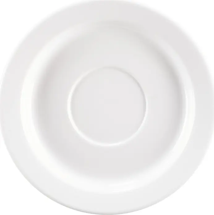 PULSIVA Ronda Porcelain Saucer for Soup and Mugs, 16 cm, White, Stackable, Microwave and Dishwasher Safe, Smooth Rim