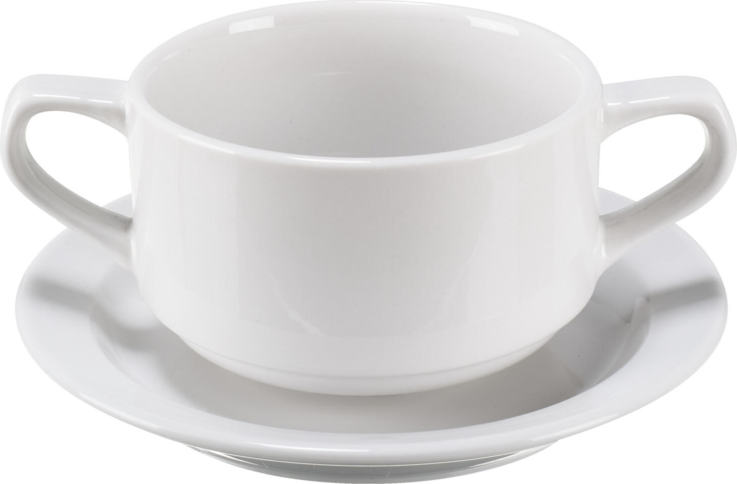 PULSIVA Ronda Porcelain Saucer for Soup and Mugs, 16 cm, White, Stackable, Microwave and Dishwasher Safe, Smooth Rim