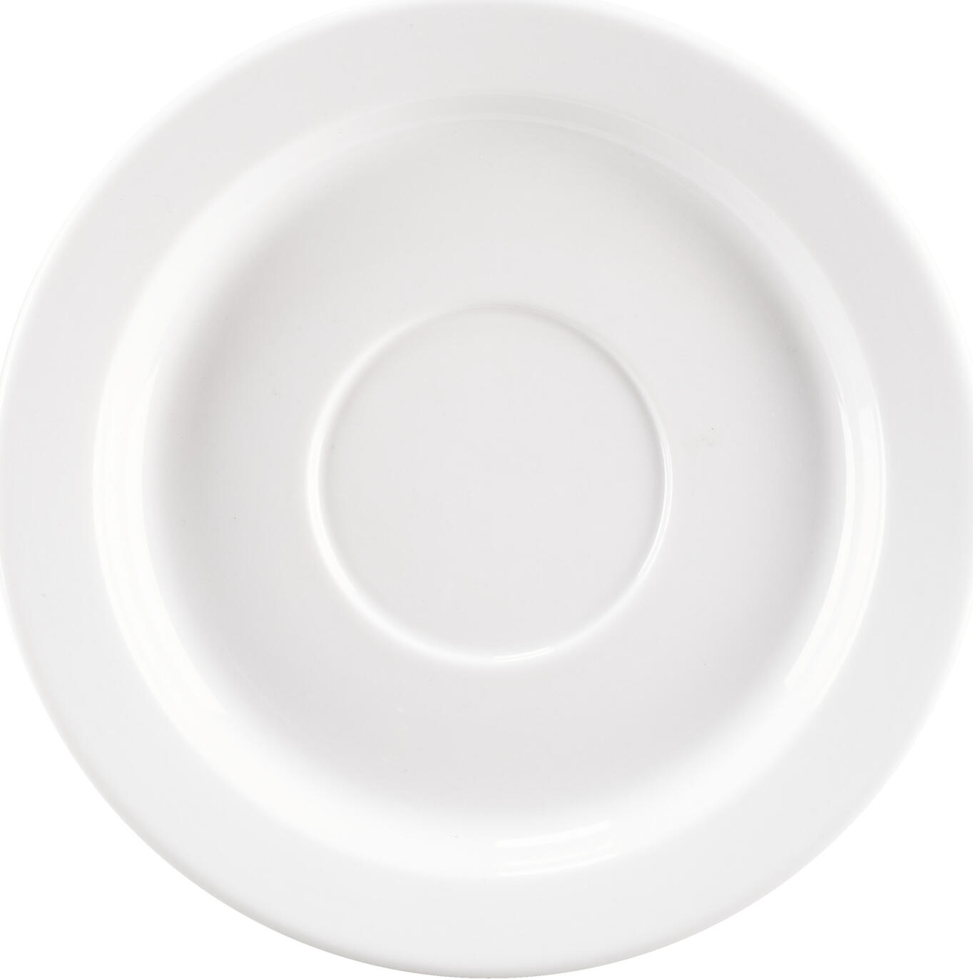 PULSIVA Ronda Porcelain Saucer for Soup and Mugs, 16 cm, White, Stackable, Microwave and Dishwasher Safe, Smooth Rim