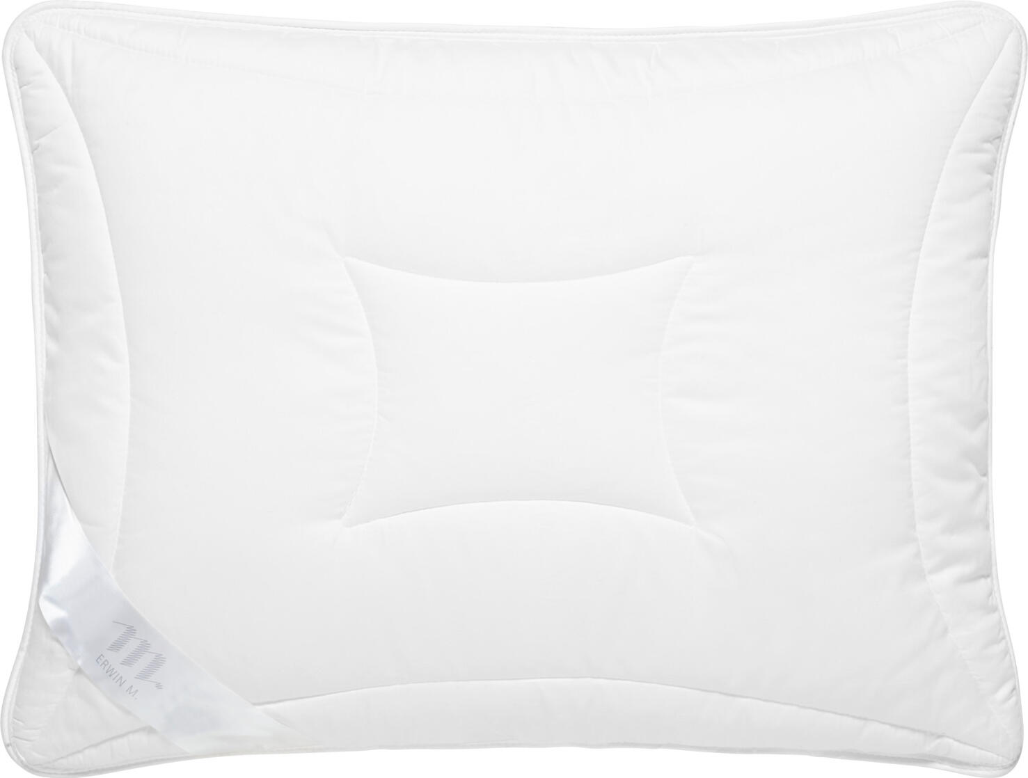 ERWIN M. LUSINI Solutions GmbH Pillow Yukon fibre Kissen Yukon Faser Pillow Yukon fibre; 65x100 cm (WxL); white Kissen Yukon Faser; 65x100 cm (BxL); weiß ##Pillow Yukon - dreamlike comfort for a balanced sleeping climate The Yukon pillow combines a filling of 100% super-siliconised hollow polyester fibre with an elegantly shiny cotton satin cover. The breathable, temperature-regulating filling ensures a pleasantly dry sleeping climate all year round. Silicone-coated fibres prevent clumping, maintain the fluffiness and make the pillow particularly easy to care for. The pillow fulfils the cigarette glow test in accordance with EN ISO 12952-1 and therefore offers tested safety. The filling quantity can be individually adjusted using the zip. * Filling: 100% polyester (supersiliconised hollow fibre) * Cover: 100% shiny white cotton satin * Breathable and temperature-regulating filling for a balanced sleeping climate * Suitable for year-round use * Silicone-coated fibres for high bulkiness and protection against clumping * Durable thanks to processing with double seams * Passed the cigarette annealing test in accordance with EN ISO 12952-1 Care instructions: When chlorine is used, the silicone coating of the fibres dissolves, which leads to clumping and impairs the shape and support of the pillow. ##Kissen Yukon – traumhafter Komfort für ausgeglichenes Schlafklima Das Kissen Yukon kombiniert eine Füllung aus 100 % supersilikonisierter Polyester-Hohlfaser mit einem elegant glänzenden Baumwollsatin-Bezug. Die atmungsaktive, temperaturausgleichende Füllung sorgt ganzjährig für ein angenehm trockenes Schlafklima. Silikonummantelte Fasern verhindern Verklumpungen, erhalten die Bauschkraft und machen das Kissen besonders pflegeleicht. Das Kissen erfüllt den Zigarettenglühtest nach EN ISO 12952-1 und bietet damit geprüfte Sicherheit. Über den Reißverschluss lässt sich die Füllmenge individuell anpassen. * Füllung: 100 % Polyester (supersilikonisierte Hohlfaser) * Bezug: 100 % weiß glänzender Baumwollsatin * Atmungsaktive und temperaturausgleichende Füllung für ein ausgewogenes Schlafklima * Für den ganzjährigen Gebrauch geeignet * Silikonummantelte Fasern für hohe Bauschkraft und Schutz vor Verklumpungen * langlebig durch Verarbeitung mit Doppelnähten * Zigarettenglühtest nach EN ISO 12952-1 bestanden Pflegehinweis: Bei der Verwendung von Chlor löst sich die Silikonummantelung der Fasern, was zu Verklumpungen führt und die Form sowie Stützkraft des Kissens beeinträchtigt.