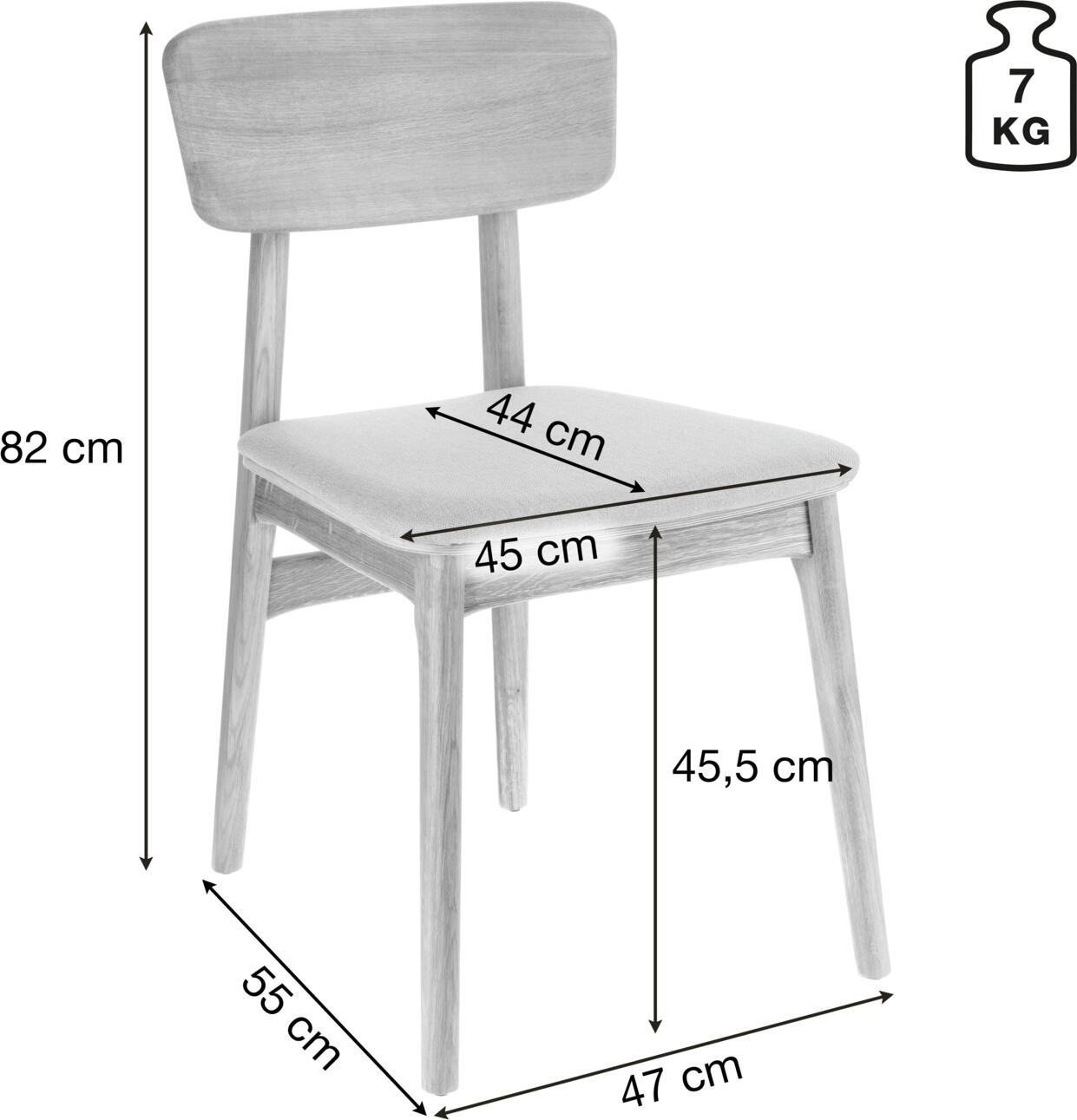 VEGA Yorin Scandinavian Chair, Oak Wood Frame, Fabric Seat, Replaceable Cushion, FSC Certified, for Catering and Hotel, 47x55x82 cm