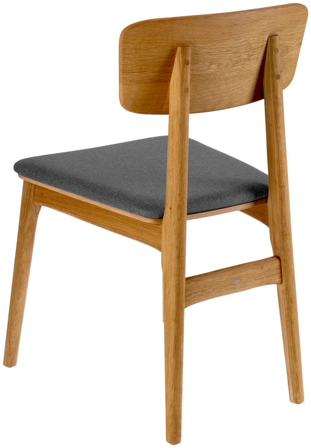 VEGA Yorin Scandinavian Chair, Oak Wood Frame, Fabric Seat, Anthracite and Brown, FSC Certified, Replaceable Cushion, 47x55x82 cm, Set of 2