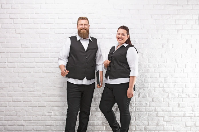 Jobeline Bistro Women's Service Vest, 65% Polyester 35% Cotton, Fully Lined Waistcoat with 5-Button Placket and Adjustable Back Strap