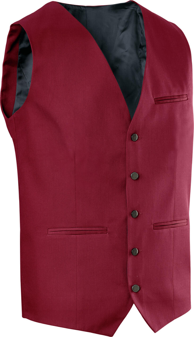 JOBELINE Bistro Men's Service Waistcoat Vest, Polyester Cotton Blend, 5-Button Placket, Adjustable Back Strap, Fully Lined, OEKO-TEX Certified