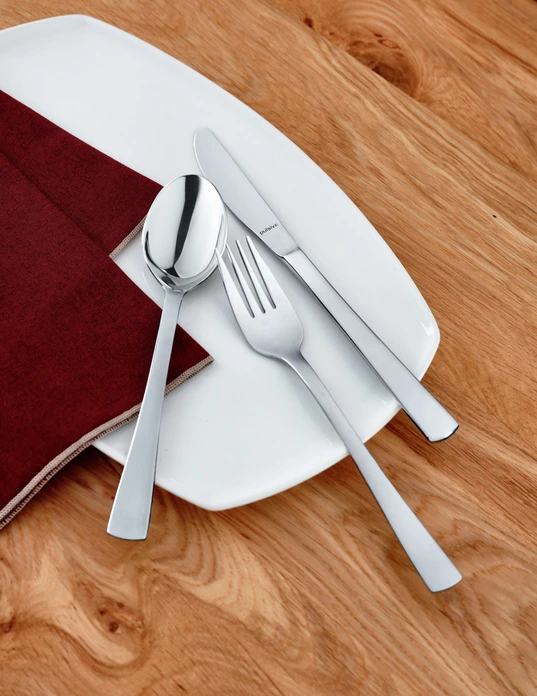 Pulsiva Linz Cutlery Set 72 Pieces, 18/10 Chrome-Nickel Stainless Steel Forks and 13/0 Monoblock Knives, Mirror Polished, Catering Standard, Silver