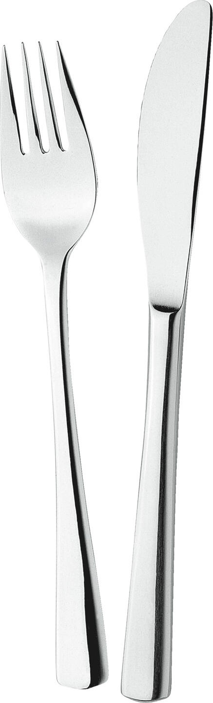 Pulsiva Linz Cutlery Set 72 Pieces, 18/10 Chrome-Nickel Stainless Steel Forks and 13/0 Monoblock Knives, Mirror Polished, Catering Standard, Silver