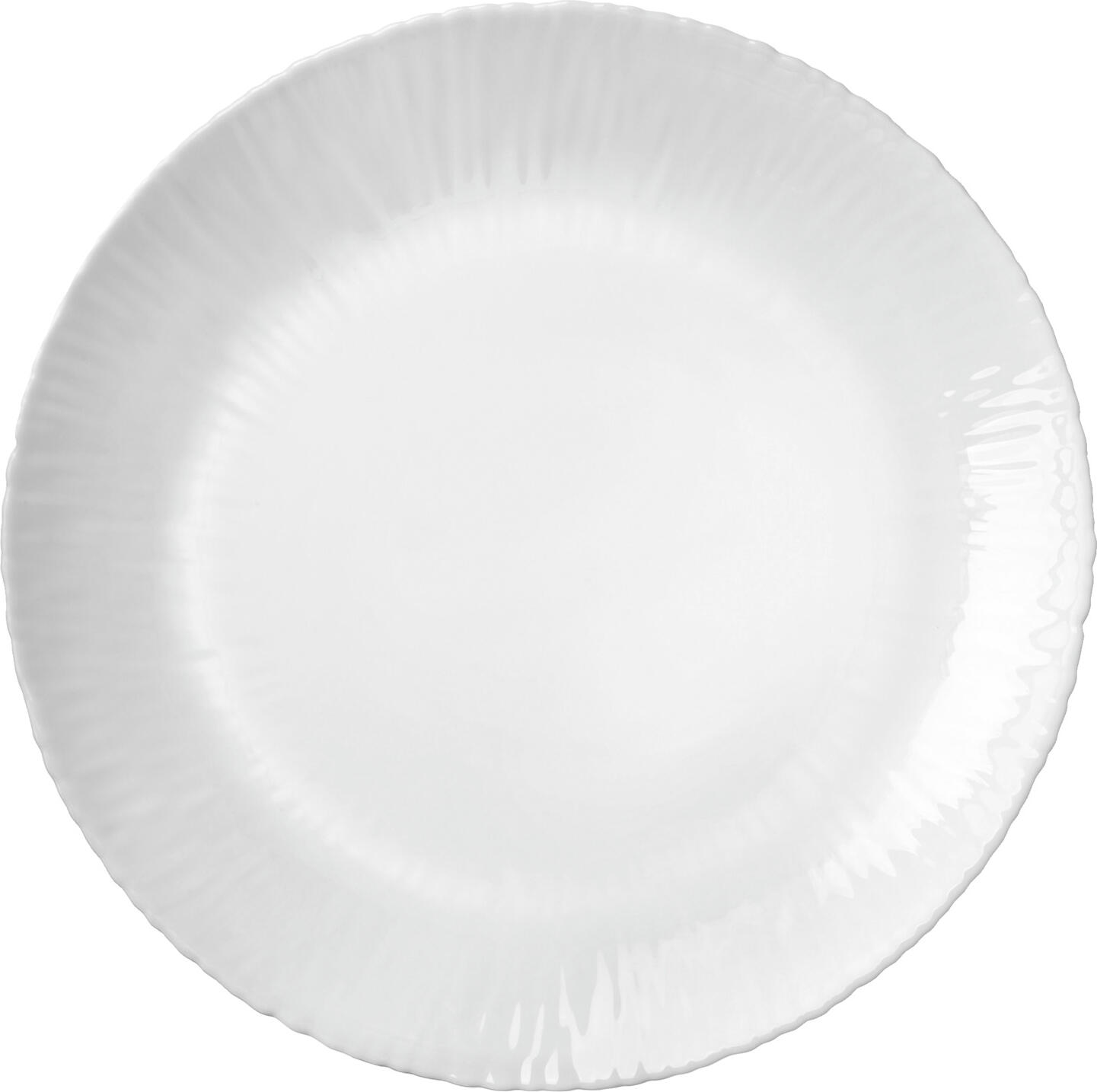 Bormioli Rocco Coconut Round Dinner Plate, 27.5 cm White Tempered Glass, Scratch Resistant Grooved Rim, Made in Italy