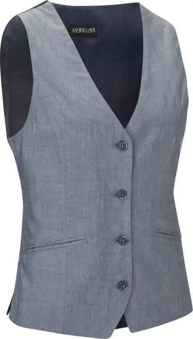 Jobeline Blake Women's Chambray Waistcoat Vest, Size 40, 100% Cotton, 4-Button Placket, Adjustable Back, Pre-washed Finish