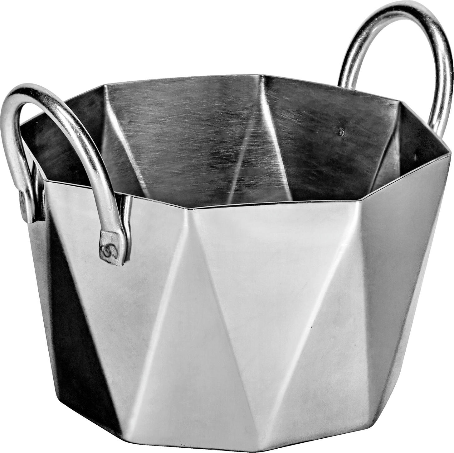 Oala mini VEGA Lambro, otel inoxidabil, forma octogonală, 470 ml, diametru 10 cm, argintiu, mânere sudate, compatibilă cu mașina de spălat vase