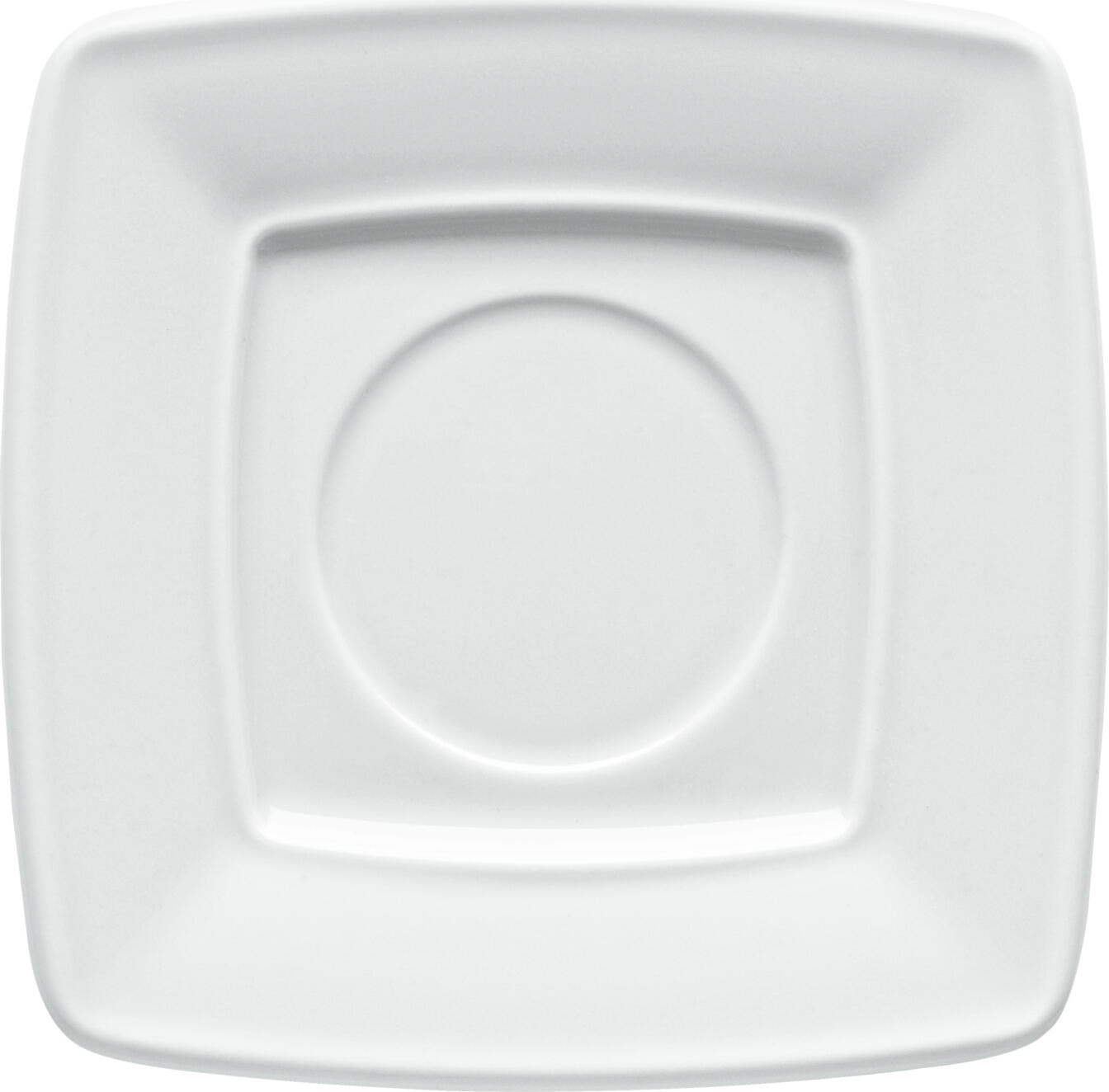 Vega Melbourne Espresso Saucers, White Square Porcelain, 12.5 x 12.5 cm, Dishwasher and Microwave Safe, Robust Straight Design