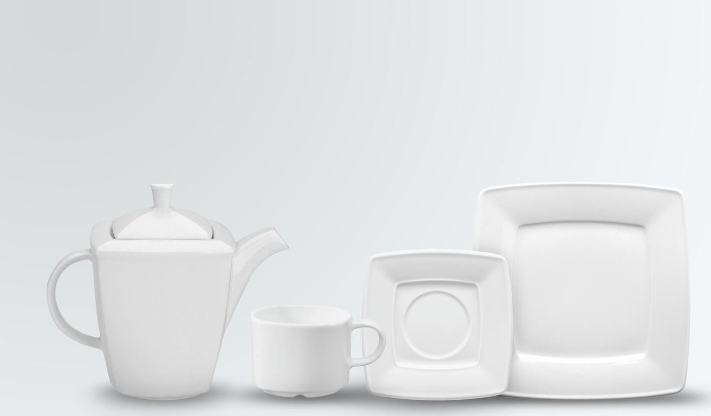 Vega Melbourne Espresso Saucers, White Square Porcelain, 12.5 x 12.5 cm, Dishwasher and Microwave Safe, Robust Straight Design