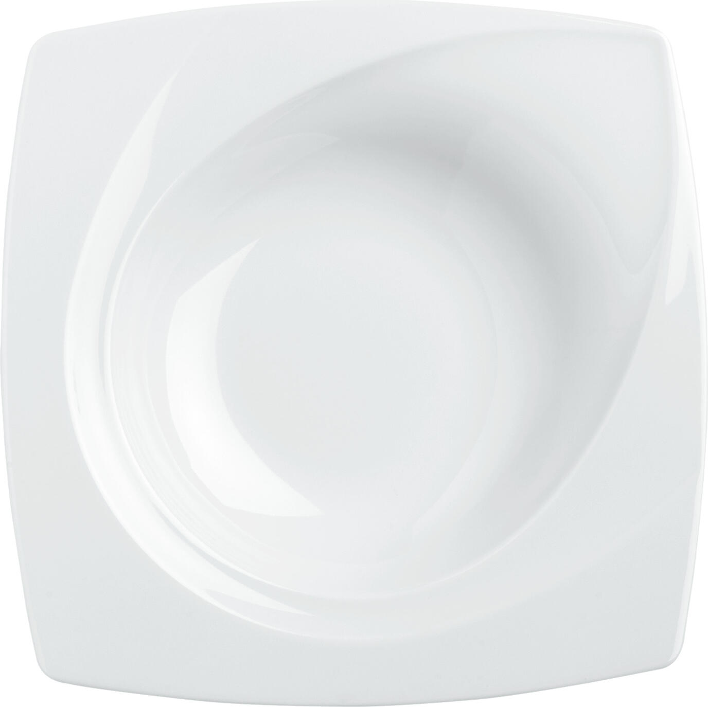 VEGA Vilano Deep Plate, White Porcelain, Square Exterior with Round Interior, 400ml, 23x23x4 cm, Dishwasher and Microwave Safe