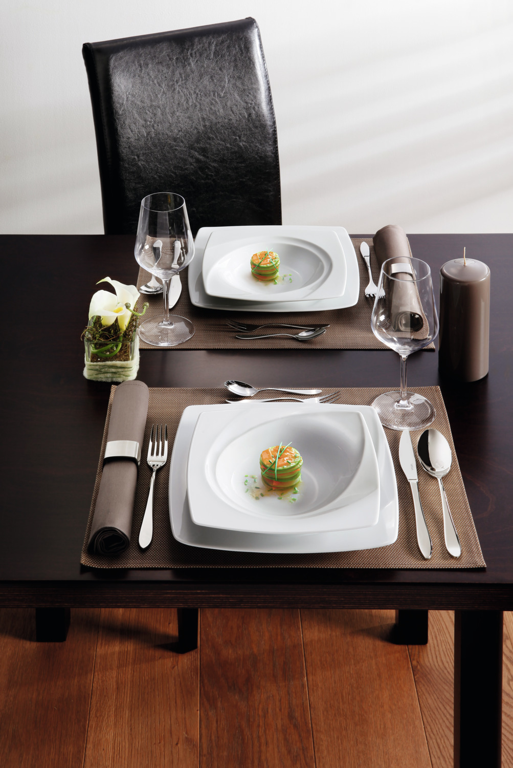 VEGA Vilano Deep Plate, White Porcelain, Square Exterior with Round Interior, 400ml, 23x23x4 cm, Dishwasher and Microwave Safe